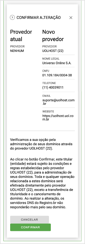 Novo provedor confirmado!